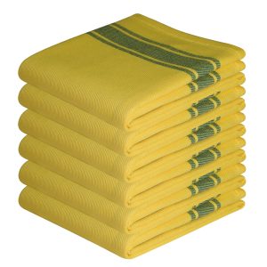 HOME COLORS.IN Cotton Super Absorbent and Quick Dry Hand Towels, Bar, Spa, Dish, Kitchen, Cleaning Cloths, Drying and Floor Wipes (17 x 27 inch, Yellow) - Pack of 6