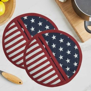 HOME COLORS.IN 100% Cotton Padded Heat Resistant Pot Holders, Coasters, Trivets, Coasters Set, Cup Mats, Drink Wine Mats, Tea Pad, Placemats, Tableware, Barware, Decor Office, Kitchen Accessories (Pack of 2, American Style)