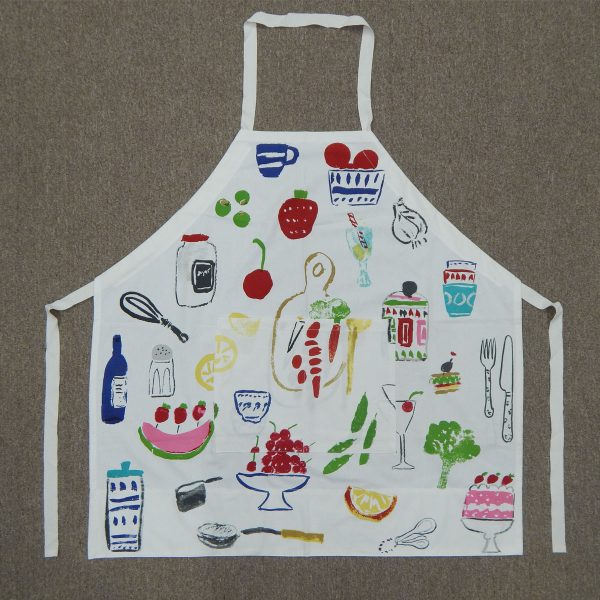 HOME COLORS.IN 100% Cotton Apron, Pretty Pantry Multi Purpose Unisex Apron, Size - 85 x 85 cm with 1 Center Pocket, Easy Adjustable Long Tie - Pack of 1