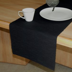 cotton ribbed table runner black
