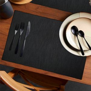 Cotton Ribbed Black Table Mats