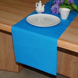 cotton ribbed table runner blue