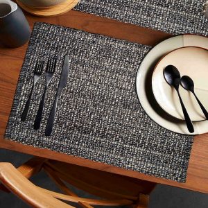 Cotton Ribbed Texture Table Mats Black