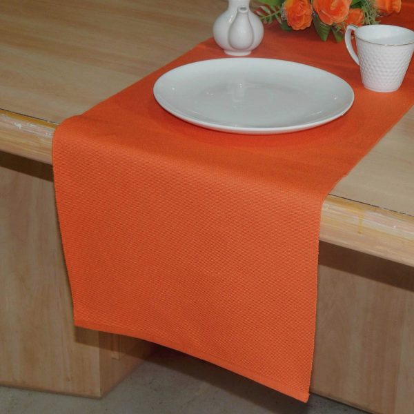 cotton ribbed table runner orange