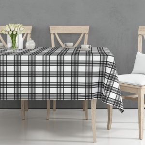 Cotton table cloth black and white plaid