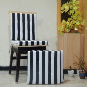 HOME COLORS.IN Cotton Square Chair Pad Seat Cushion Dining Chair Car Pad Home Seat Pad Office Chair Cushion Stool Pad - 40 x 40 x 5 cm - Black Stripes