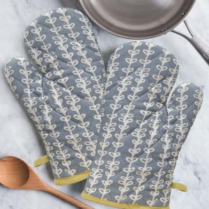 Home Colors Cotton Kitchen Oven Mitts Set - Grey