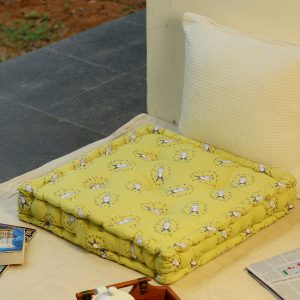 Home colors Cotton Printed Floor Cushion 50x50x10 cm Traditional Lamb