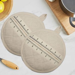 Home Colors Pot Holder (2 pcs) for Kitchen Cooking - Scaling Mark  - Heat Resistant, Thick & Safe, Protection of Hands from Hot Utensils, Hot Pan Holder, Trivets - Natural