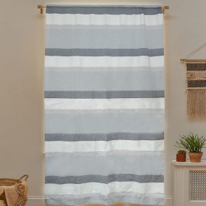 Cotton Blended Striped Curtain - Single Panel