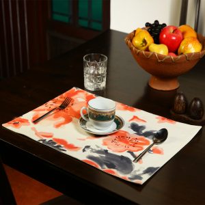 Home Colors floral printed table mat orange