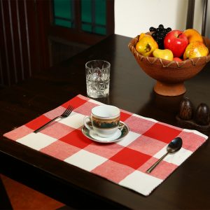 Home colors cotton Fused gingham check Table Mats red - Set of 2