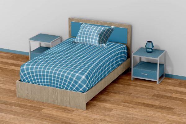 Blue Bed Cover with Pillow Cover
