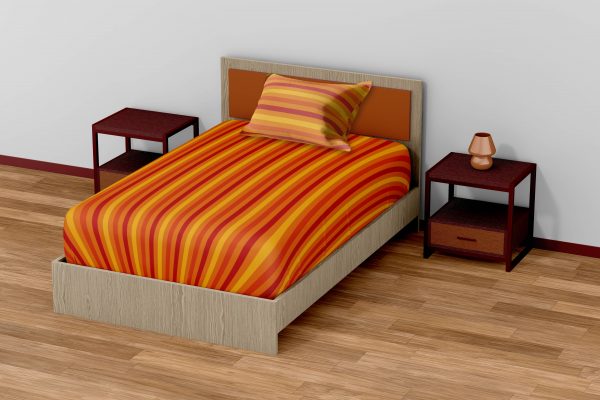 Orange Bed Cover with Pillow Cover