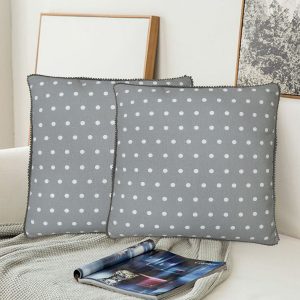 Polka Dot Cotton Cushion Cover- Light grey