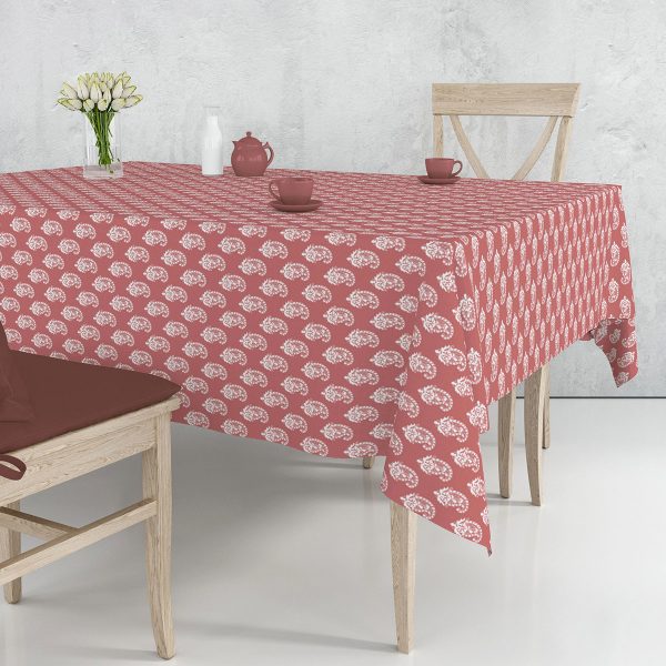 Paisley Motif Printed Table Cover - Red
